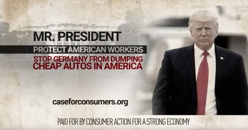 Illustration for article titled The Unhinged Political Ad That Says Germany Is 'Dumping Cheap Cars' On America
